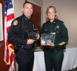 (Vice President) Chief Kevin Vespia and Major Kathy Rairden (Lee County SO) accepting on behalf of Deputy Pierot and Deputy Park