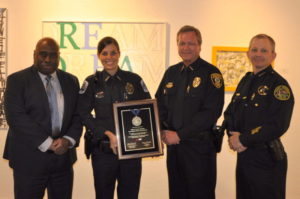 L to R: Chief Diggs, Officer McHale, Chief Moore, Chief Lystad FPCA 1st VP.